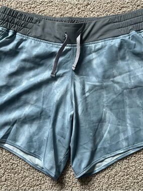 Patagonia women’s size Small Light Blue Athletic Shorts with Dark Gray Waistband